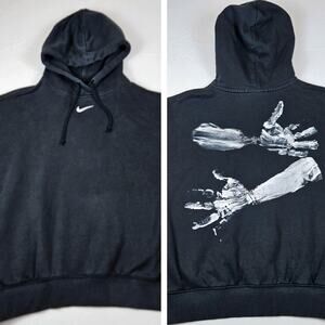 Rare Nike Sportswear Fleece Center Swoosh Hoodie Black Streetwear Graphic Men M